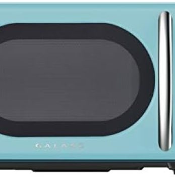 Galanz GLCMKA07BER-07 Retro Microwave Oven, LED Lighting, Pull Handle Design, Child Lock, Bebop Blue, 0.7 cu ft
