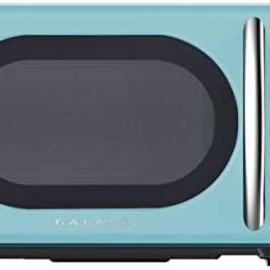 Galanz GLCMKA07BER-07 Retro Microwave Oven, LED Lighting, Pull Handle Design, Child Lock, Bebop Blue, 0.7 cu ft